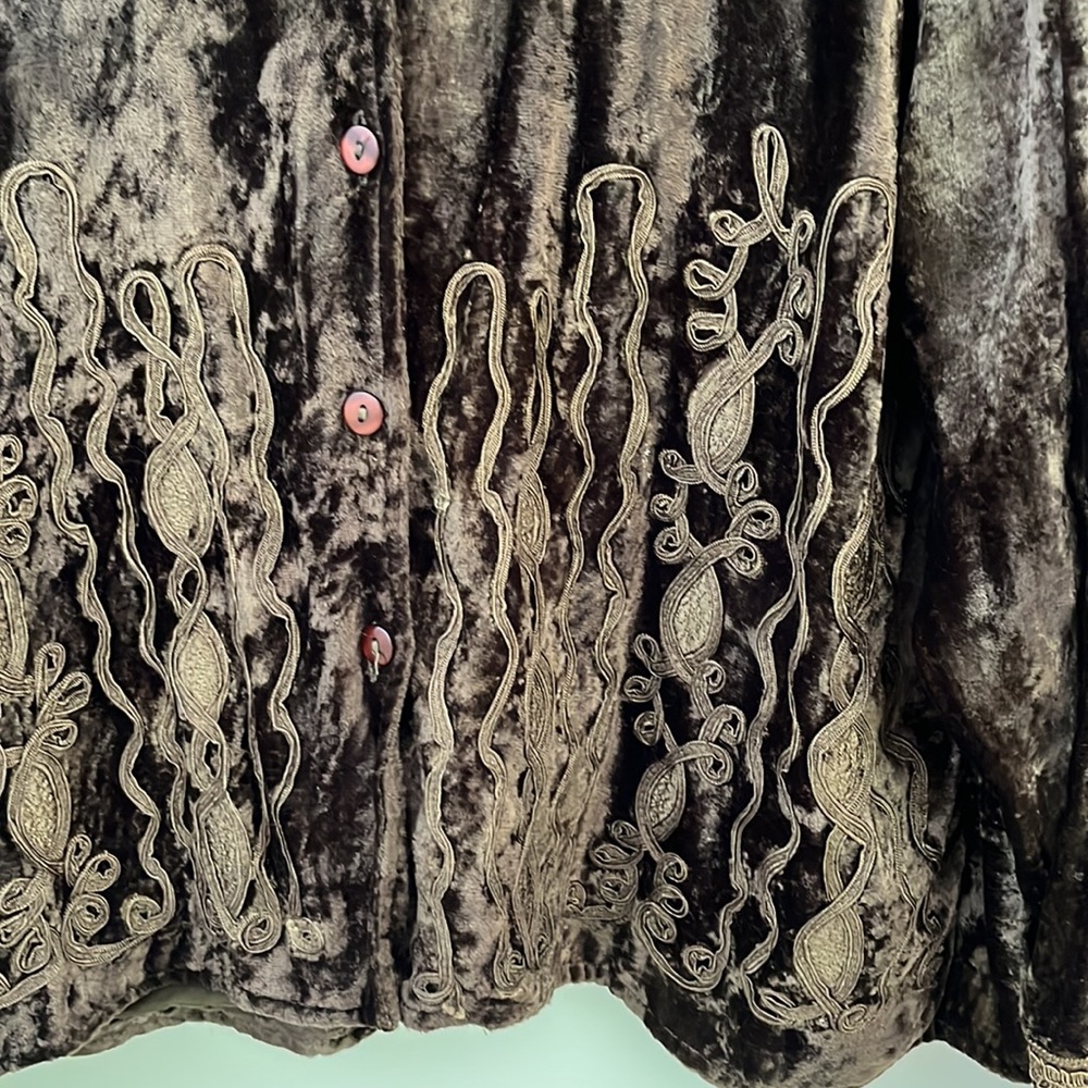 Cold water Creek Brown Crushed Velvet Jacket Size L - Picture 2 of 6